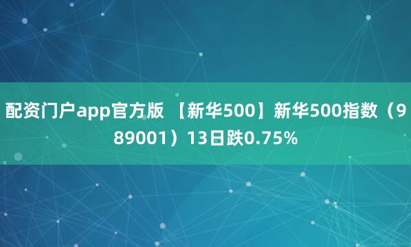 配资门户app官方版 【新华500】新华500指数（989001）13日跌0.75%
